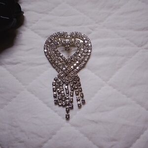 Vintage Rhinestone Heart Brooch